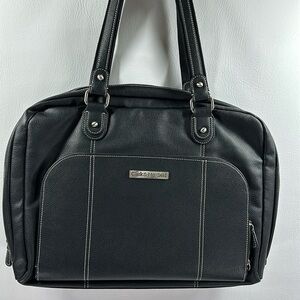 Clark & Mayfield Black Leather Laptop Bag